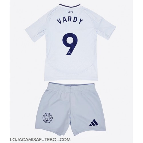 Camisa de Futebol Leicester City Jamie Vardy #9 Equipamento Alternativo Infantil 2024-25 Manga Curta (+ Calças curtas)